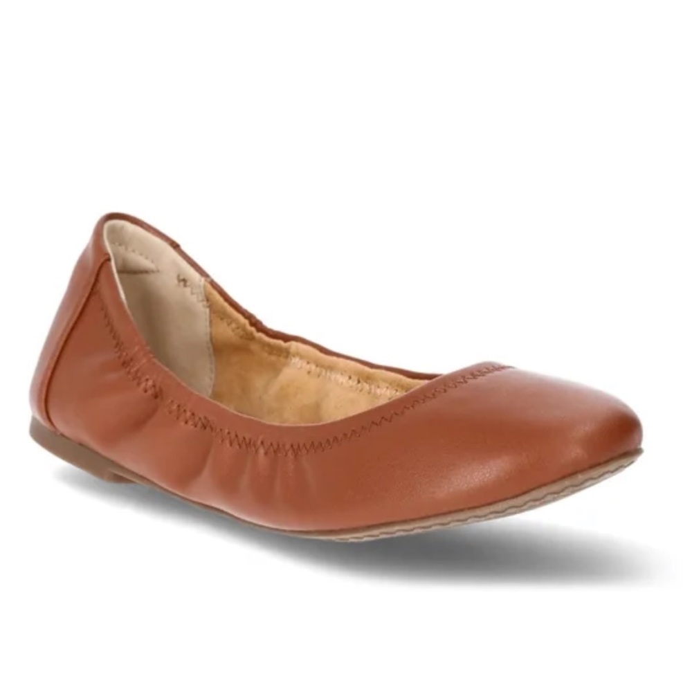 Women’s Scrunch Faux Leather Brown Ballet Flats size 10 NWT